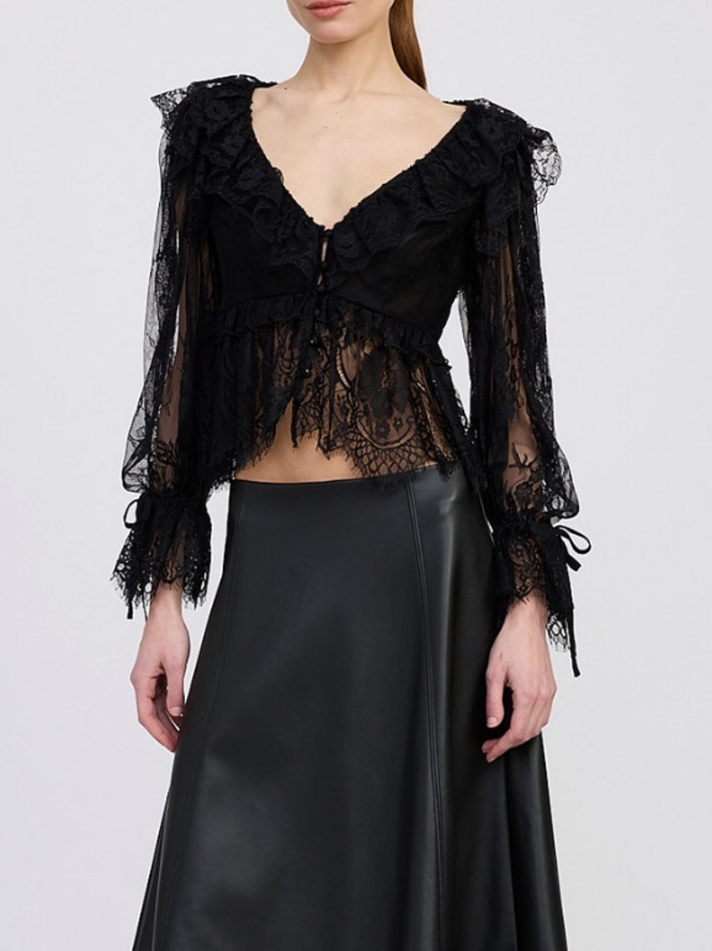 En Saison Women's Peregrine Lace Peplum Top - Picture 3 of 3